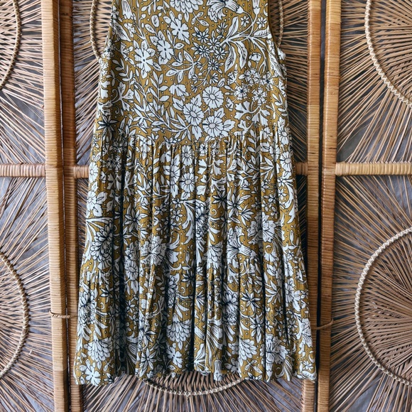 Rachel Ashwell Mini Floral Mustard Dress SZ XS Tiered - Picture 6 of 6